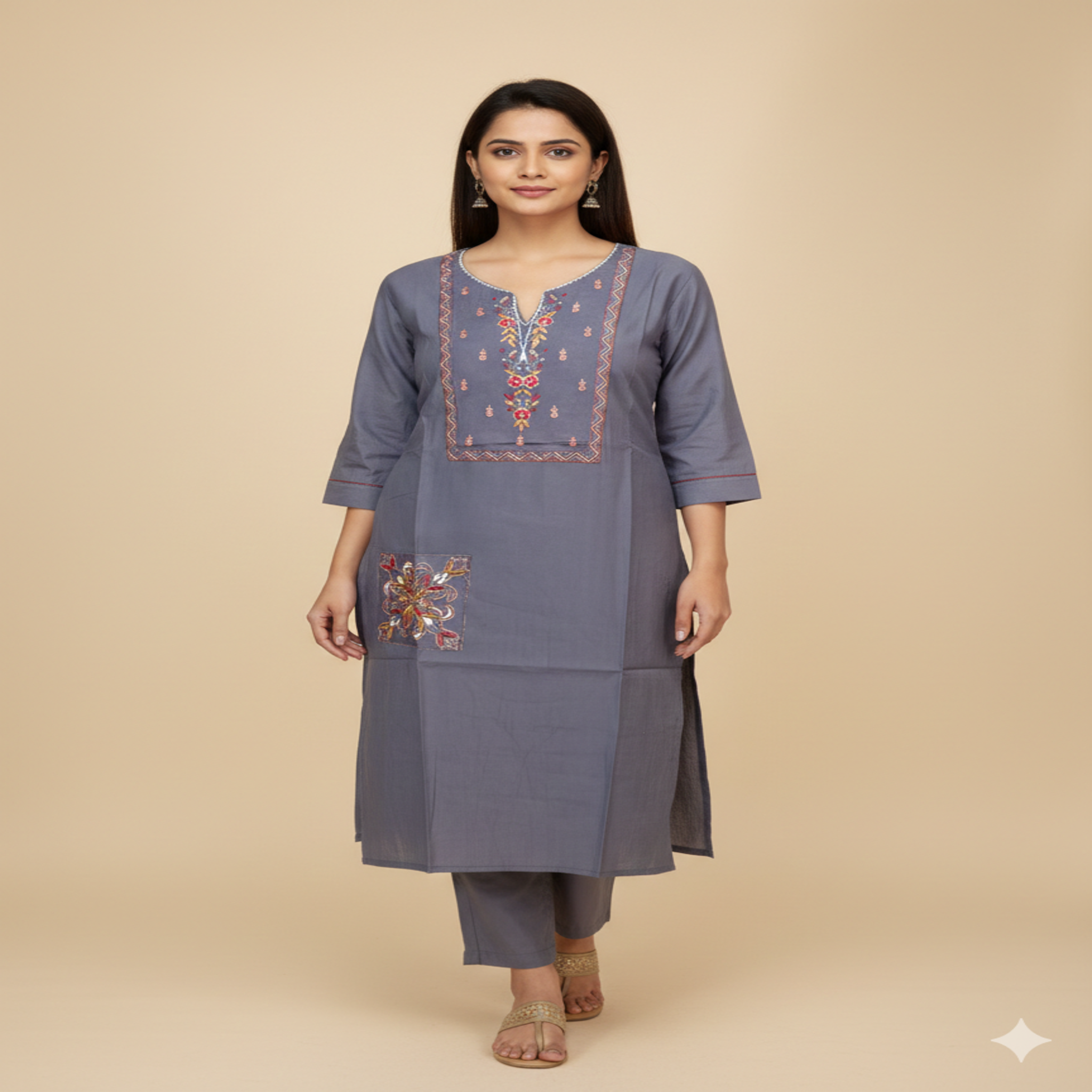 Gemini_Generated_Image_cxfzxgcxfzxgcxfz Minimal Design Straight Kurti - Image 1