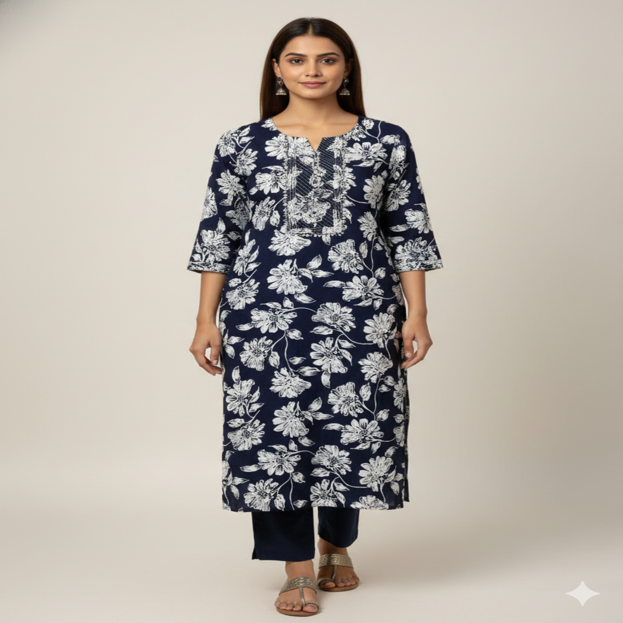 Gemini_Generated_Image_ex76o9ex76o9ex76 Floral Straight Kurti - Image 1