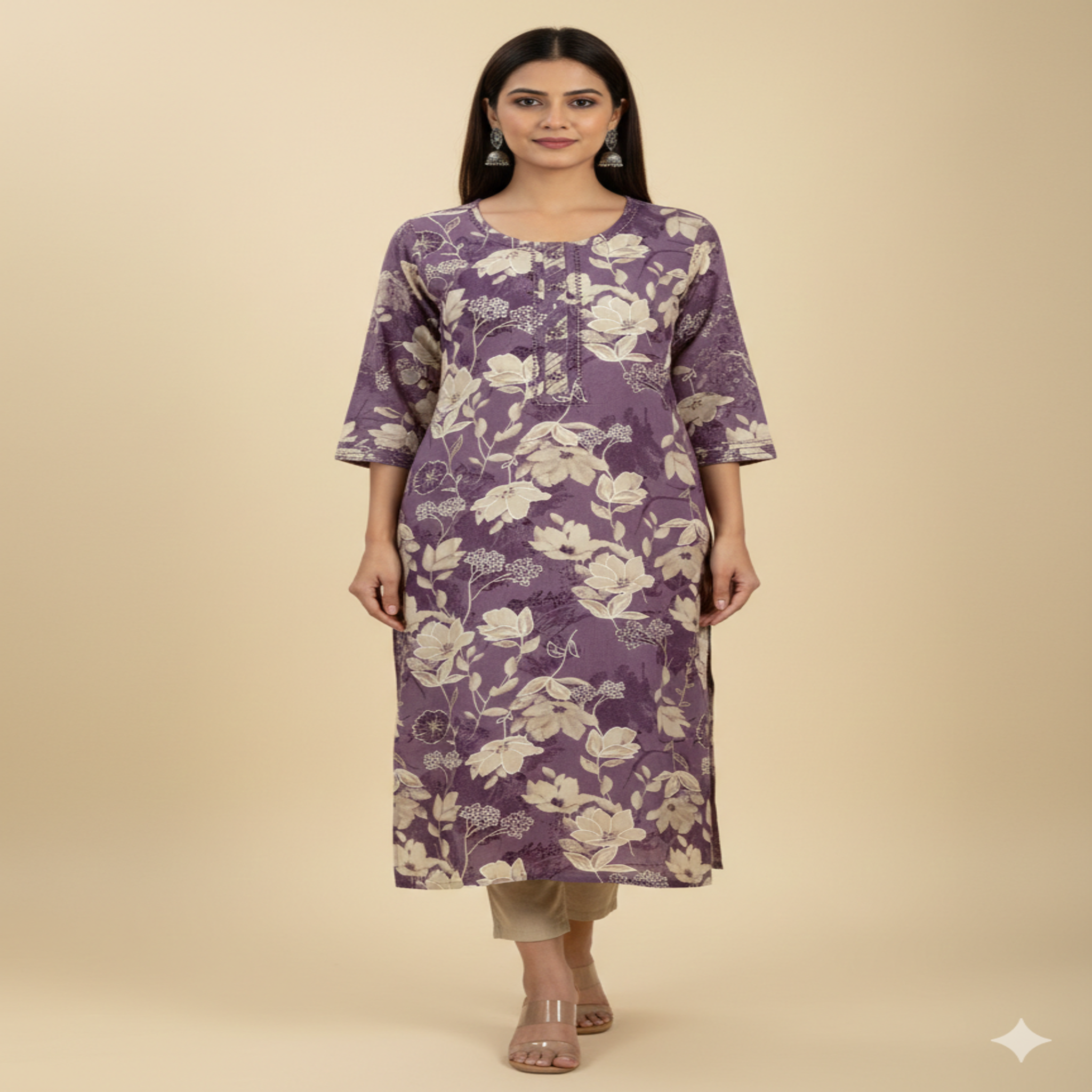 Gemini_Generated_Image_n4dwgcn4dwgcn4dw Floral Straight Kurti - Image 1
