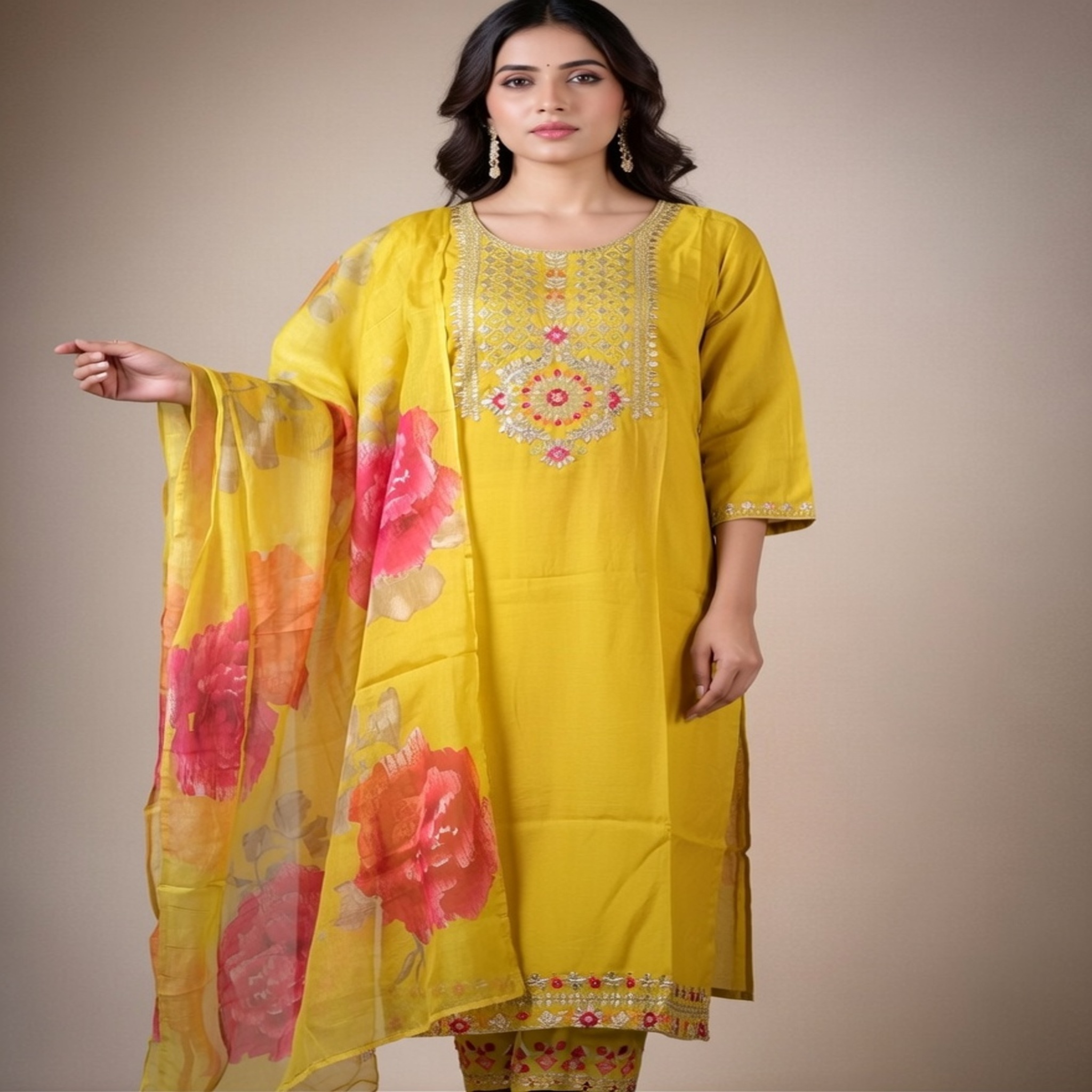 c844045c-5238-42d4-8ba1-5774fb405f85 Designer Kurti Pant Dupatta Set - Image 1